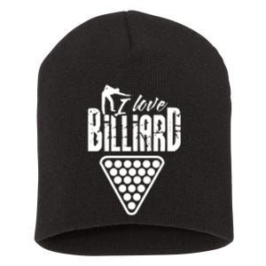 Billiards Dad I Love Billiards Gift Father's Day Short Acrylic Beanie