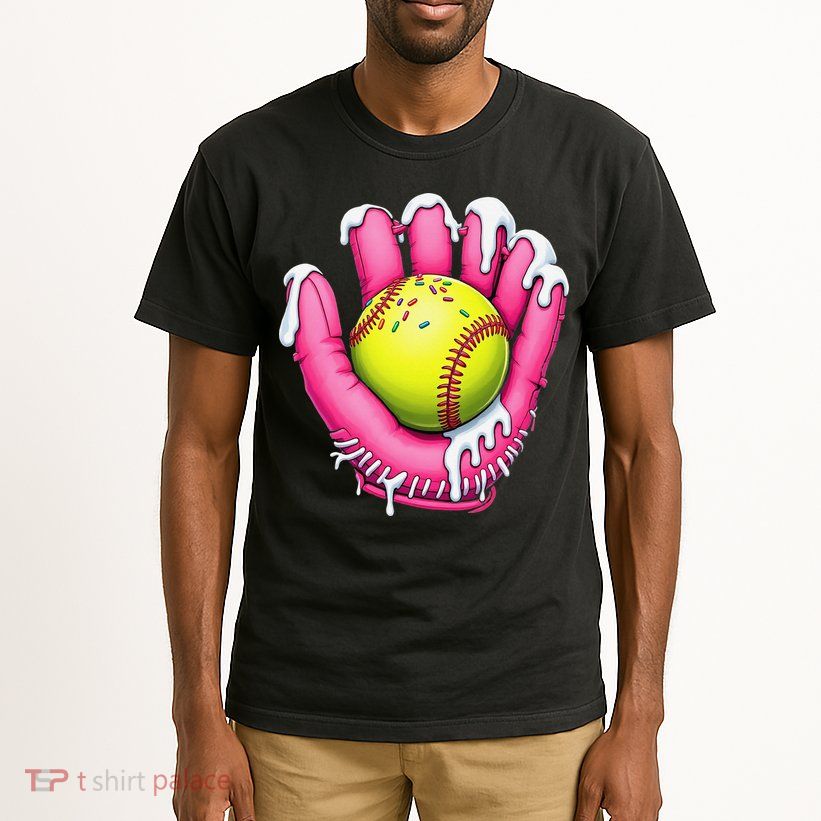 Baseball Drip Ice Cream Sprinkles Baseball Glove Tall T-Shirt