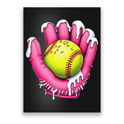 Baseball Drip Ice Cream Sprinkles Baseball Glove Poster
