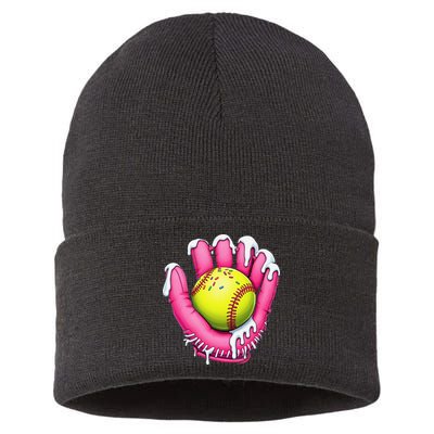 Baseball Drip Ice Cream Sprinkles Baseball Glove Sustainable Knit Beanie