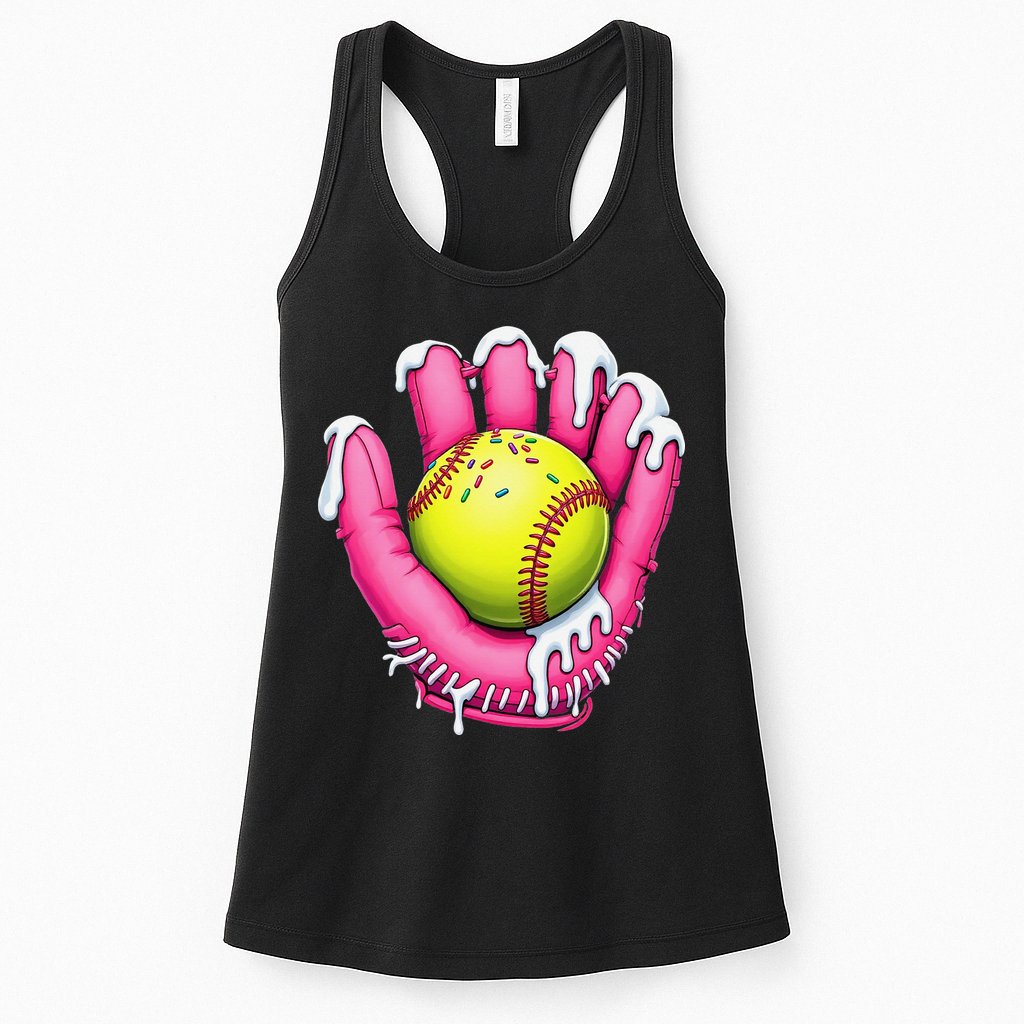 Baseball Drip Ice Cream Sprinkles Baseball Glove Womens Tank Top