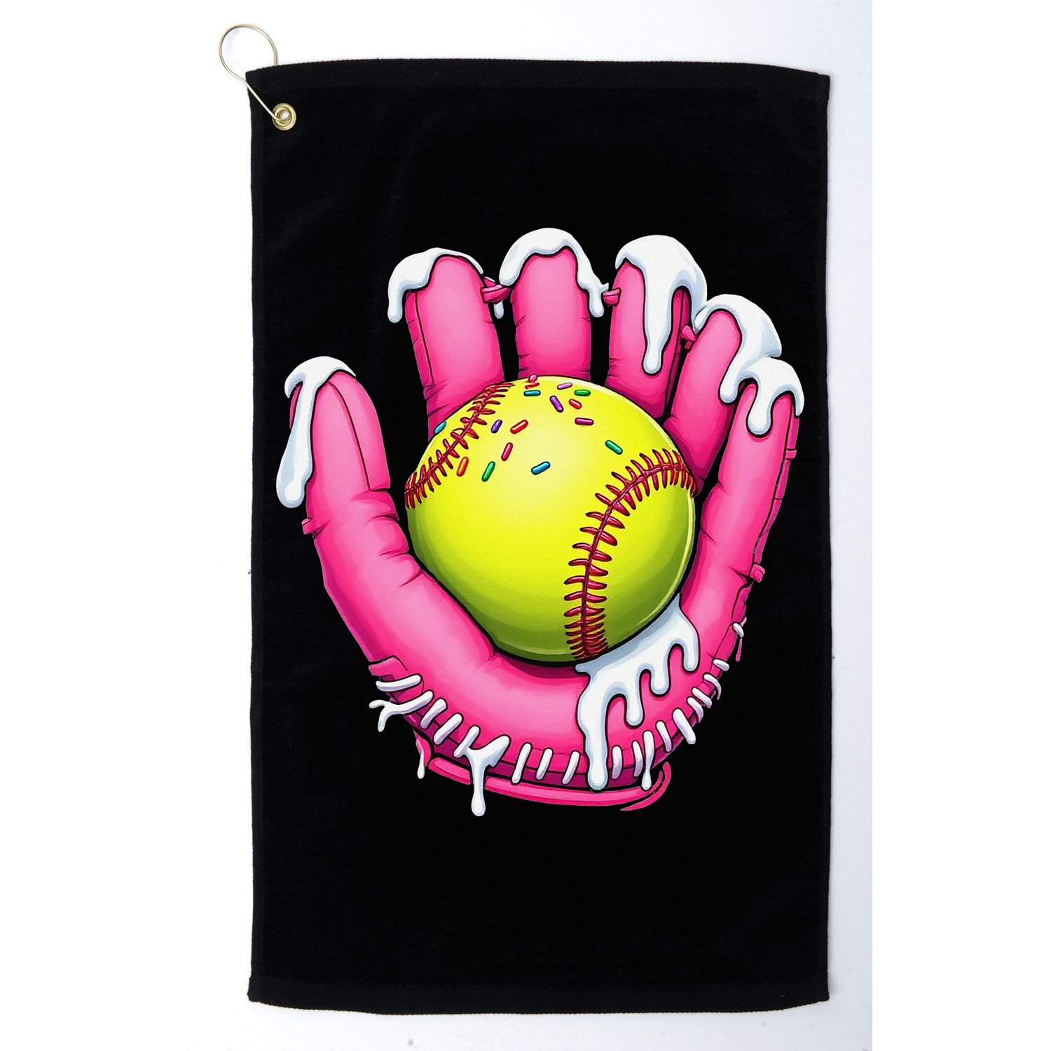 Baseball Drip Ice Cream Sprinkles Baseball Glove Golf Towel
