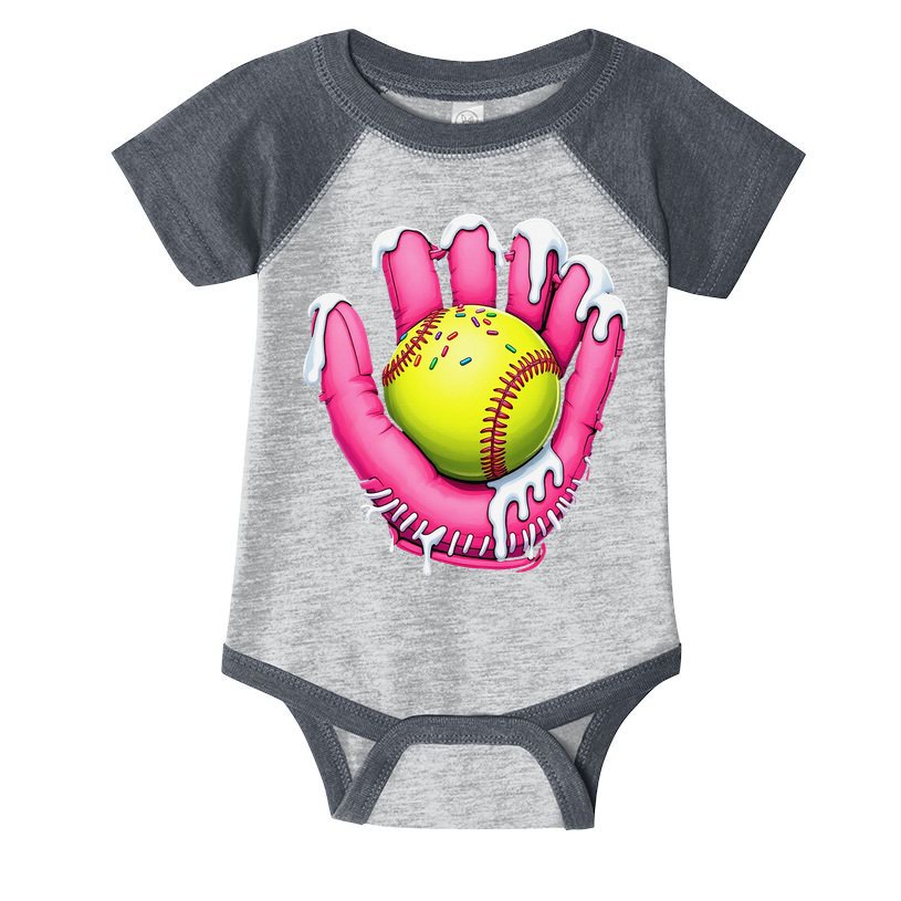 Baseball Drip Ice Cream Sprinkles Baseball Glove Infant Baby Jersey Bodysuit