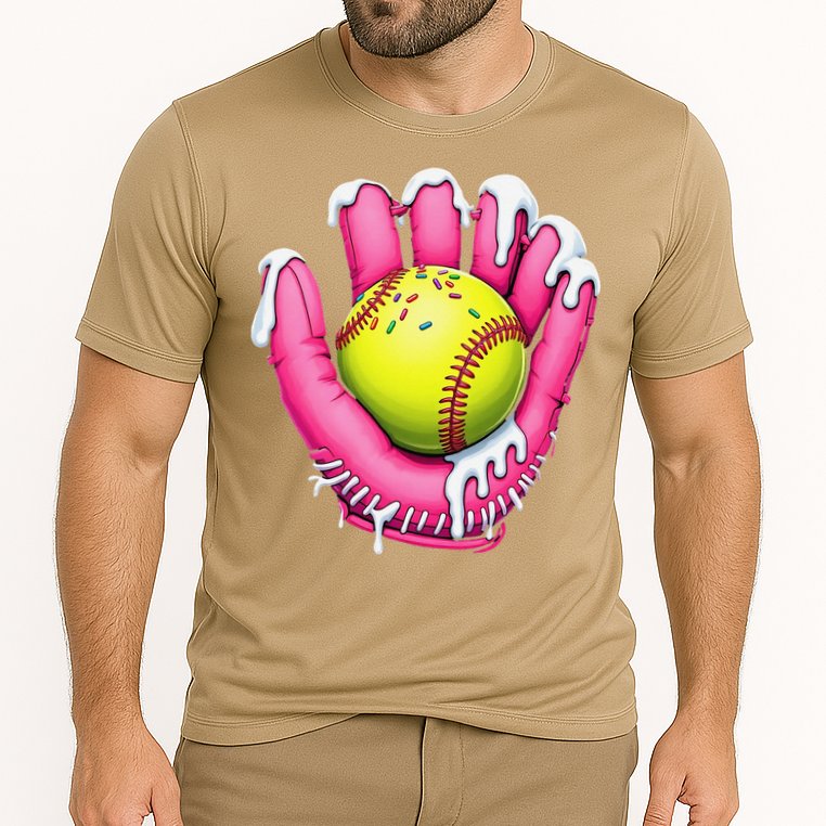 Baseball Drip Ice Cream Sprinkles Baseball Glove Cooling Performance Crew T-Shirt