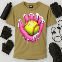 Baseball Drip Ice Cream Sprinkles Baseball Glove Cooling Performance Crew T-Shirt
