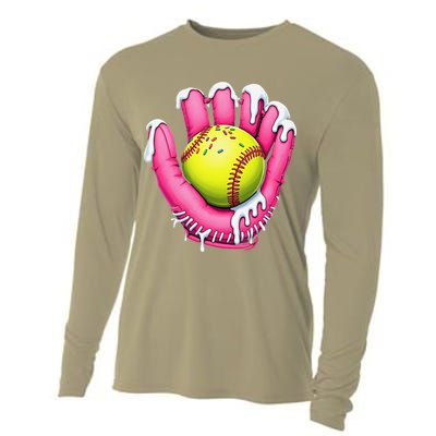 Baseball Drip Ice Cream Sprinkles Baseball Glove Cooling Performance Long Sleeve Crew