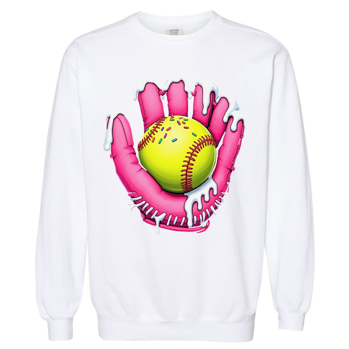 Baseball Drip Ice Cream Sprinkles Baseball Glove Garment-Dyed Sweatshirt