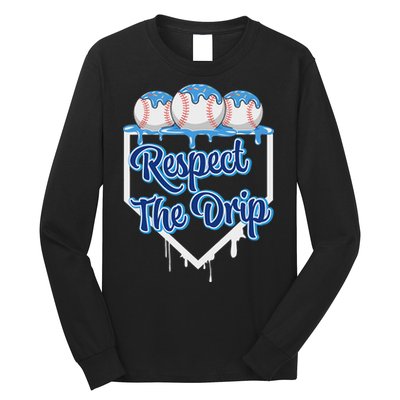 Baseball Drip Ice Cream Drip Respect The Drip Long Sleeve Shirt