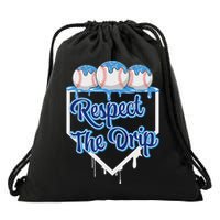 Baseball Drip Ice Cream Drip Respect The Drip Drawstring Bag