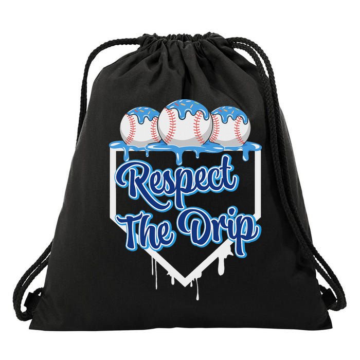 Baseball Drip Ice Cream Drip Respect The Drip Drawstring Bag