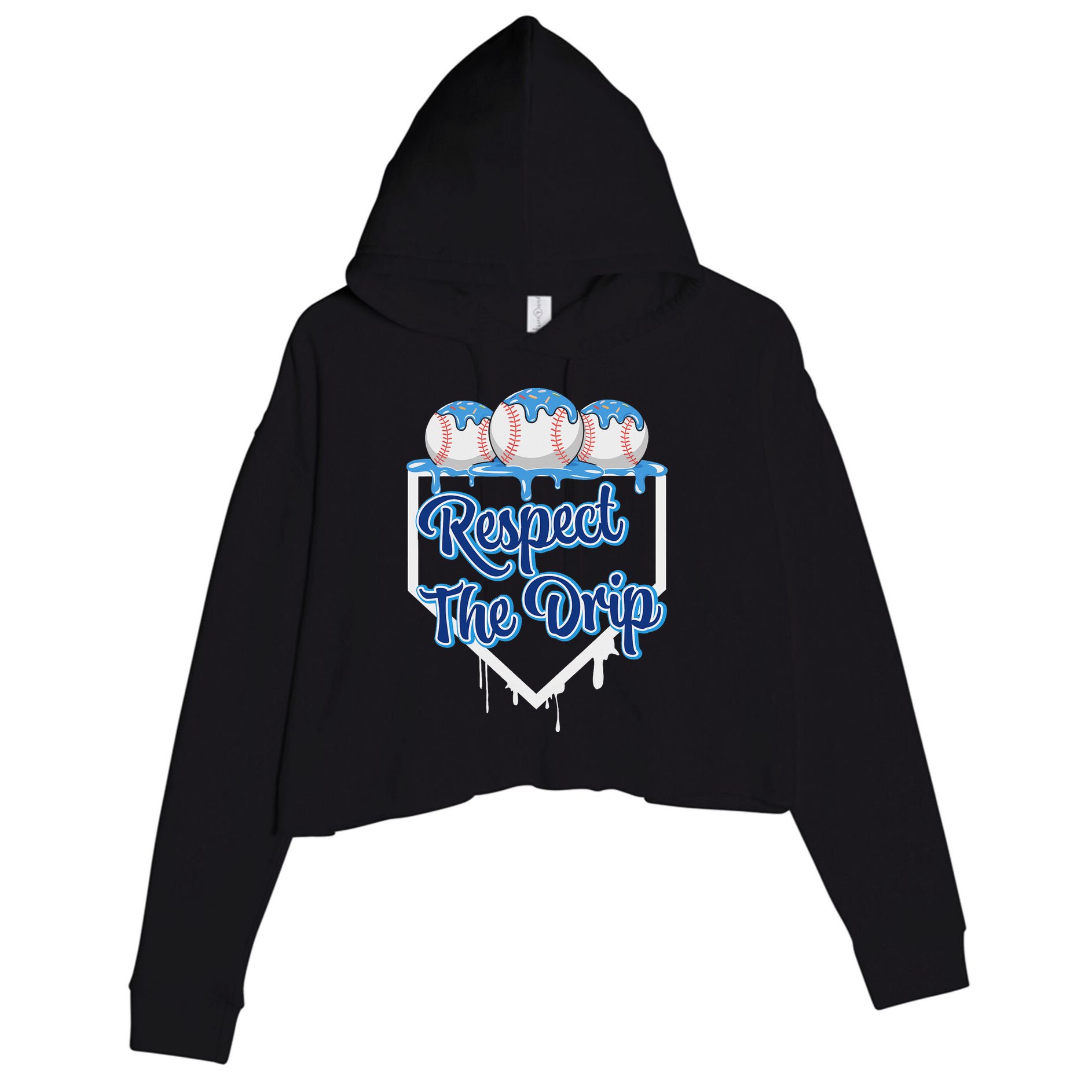 Baseball Drip Ice Cream Drip Respect The Drip Crop Fleece Hoodie