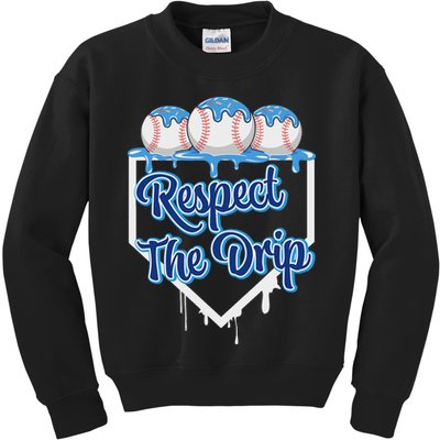 Baseball Drip Ice Cream Drip Respect The Drip Kids Sweatshirt
