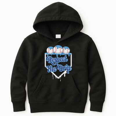 Baseball Drip Ice Cream Drip Respect The Drip Kids Hoodie