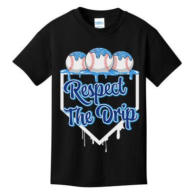 Baseball Drip Ice Cream Drip Respect The Drip Kids T-Shirt