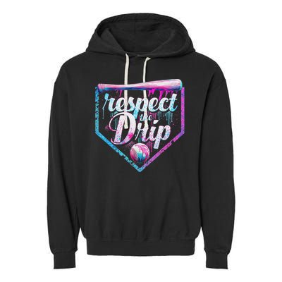 Baseball Drip Ice Cream Dripping Respect The Drip  Garment-Dyed Fleece Hoodie