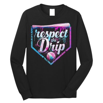 Baseball Drip Ice Cream Dripping Respect The Drip  Long Sleeve Shirt