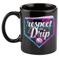 Baseball Drip Ice Cream Dripping Respect The Drip  11oz C Handle Ceramic Mug