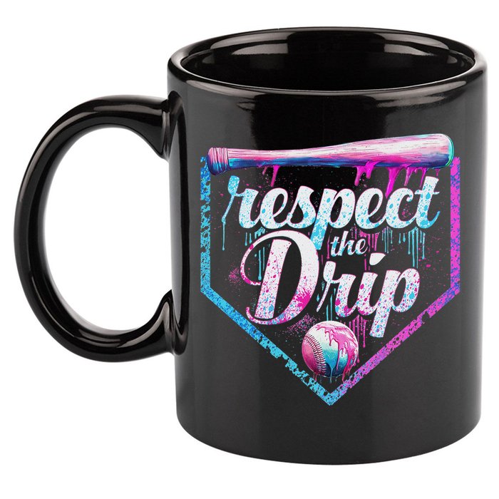 Baseball Drip Ice Cream Dripping Respect The Drip  11oz C Handle Ceramic Mug