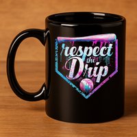 Baseball Drip Ice Cream Dripping Respect The Drip  11oz C Handle Ceramic Mug