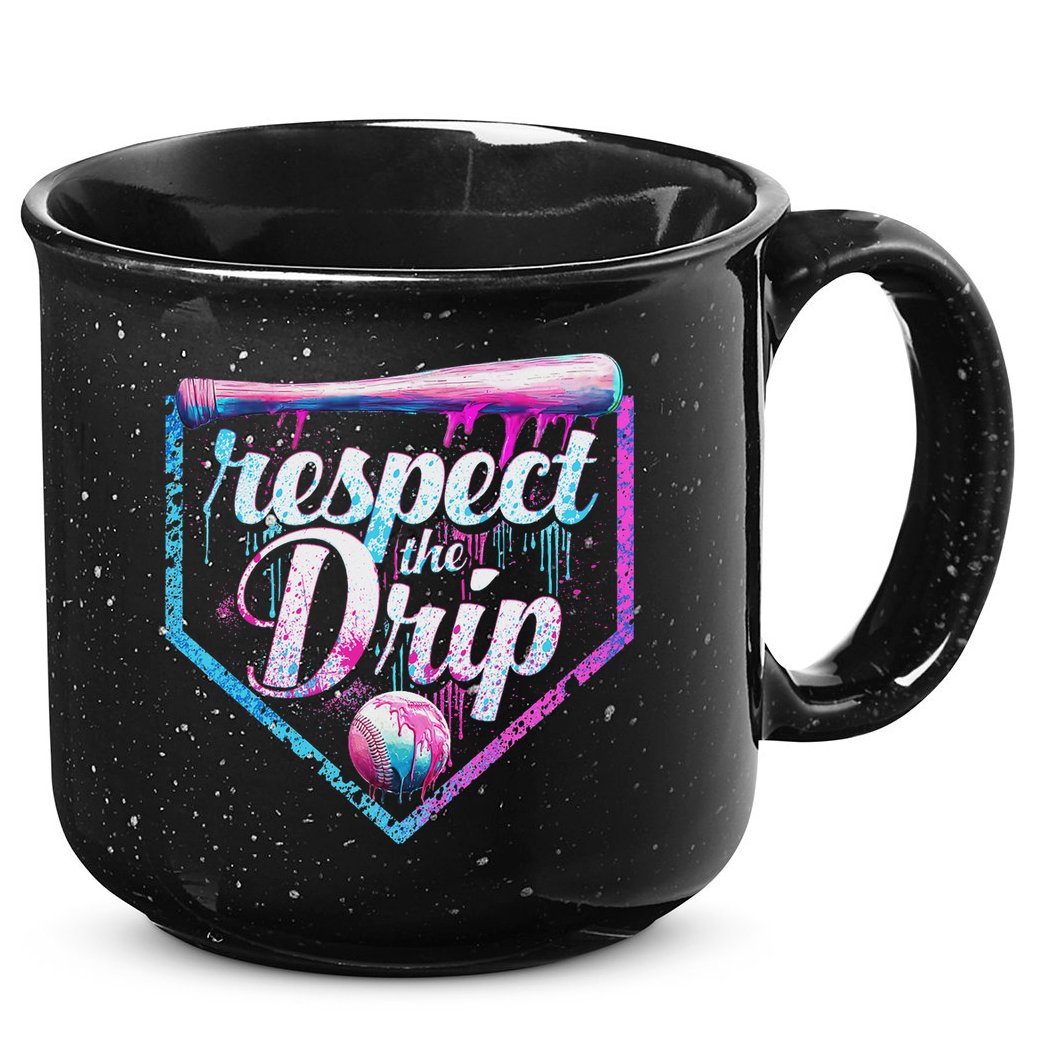 Baseball Drip Ice Cream Dripping Respect The Drip  15oz Campfire Ceramic Mug