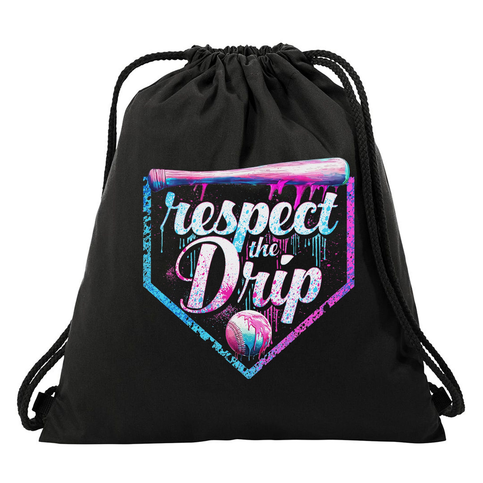 Baseball Drip Ice Cream Dripping Respect The Drip  Drawstring Bag