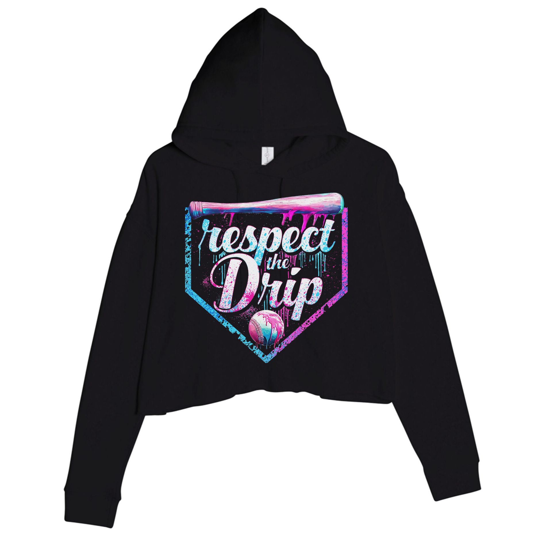 Baseball Drip Ice Cream Dripping Respect The Drip  Crop Fleece Hoodie