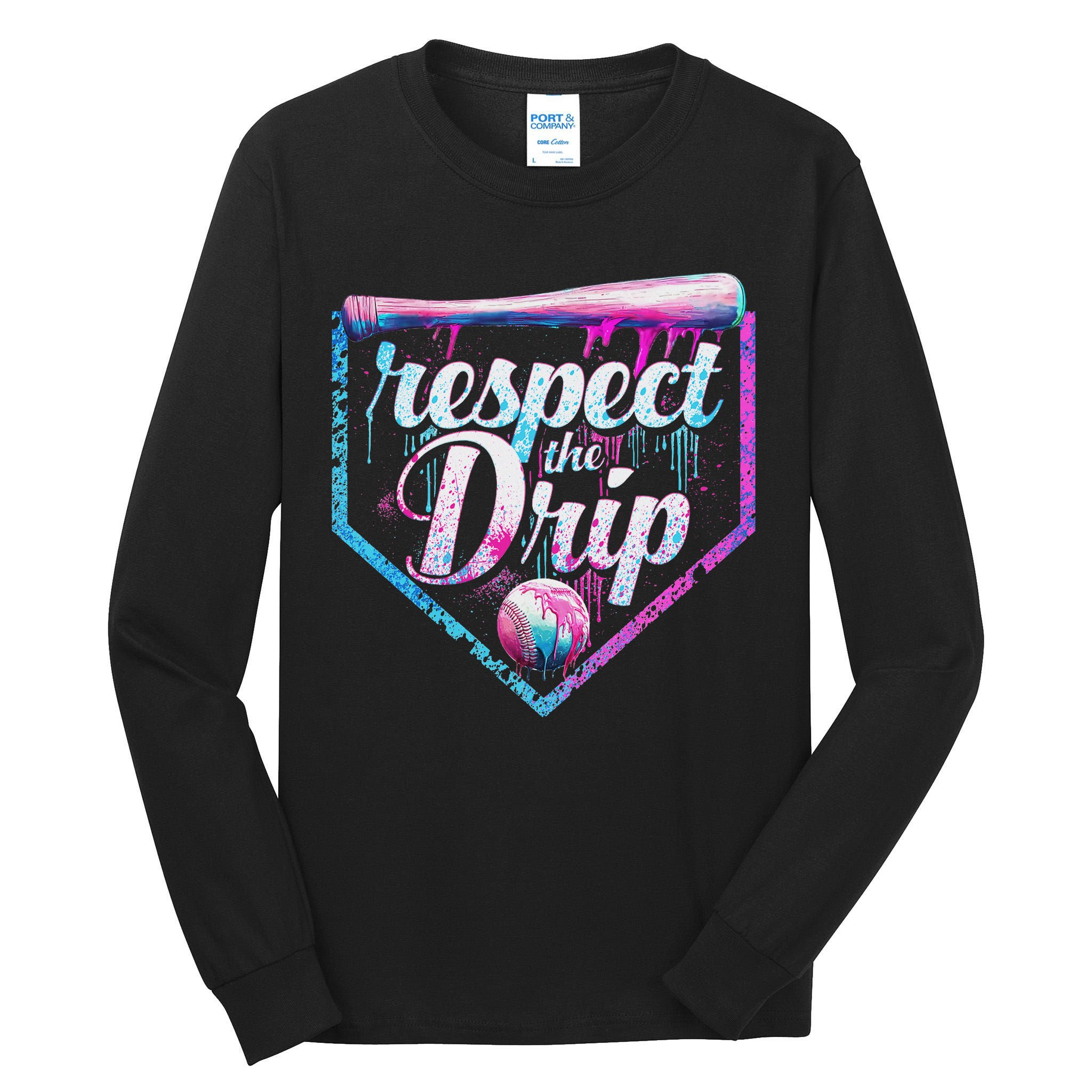 Baseball Drip Ice Cream Dripping Respect The Drip  Tall Long Sleeve T-Shirt