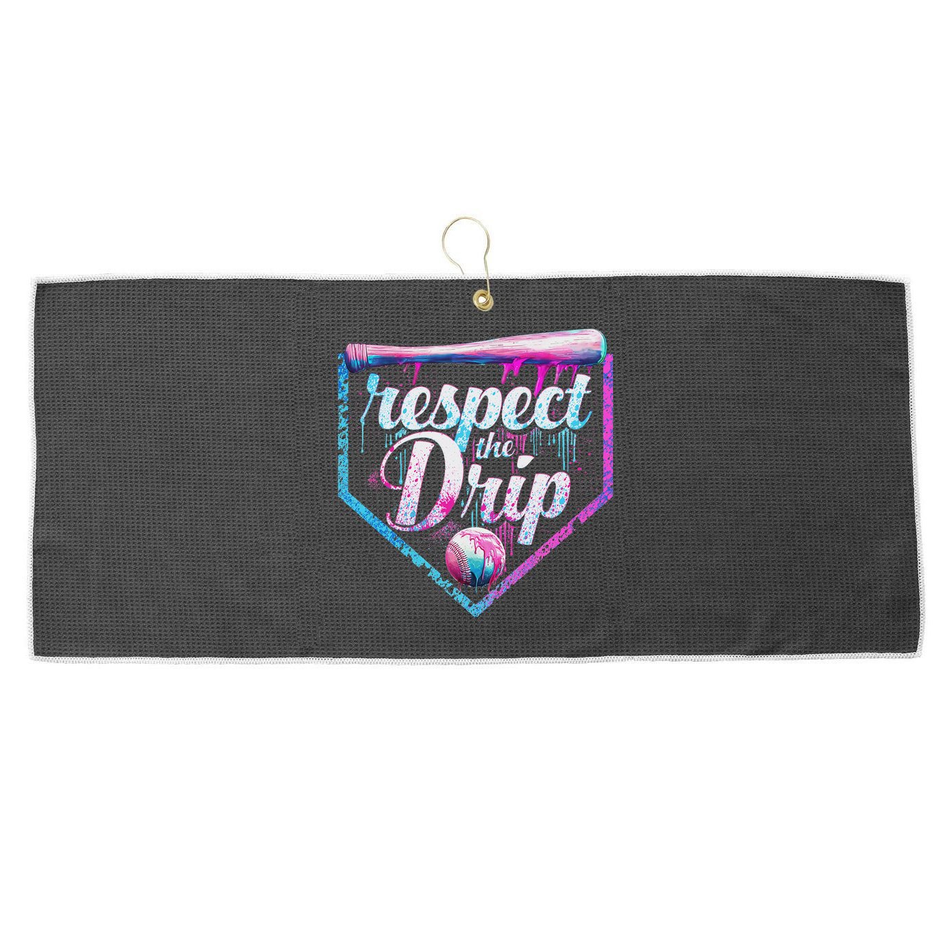 Baseball Drip Ice Cream Dripping Respect The Drip  Large Microfiber Waffle Golf Towel