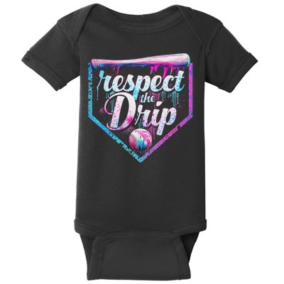 Baseball Drip Ice Cream Dripping Respect The Drip  Baby Bodysuit