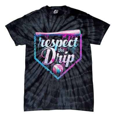 Baseball Drip Ice Cream Dripping Respect The Drip  Tie-Dye T-Shirt