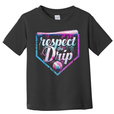 Baseball Drip Ice Cream Dripping Respect The Drip  Toddler T-Shirt