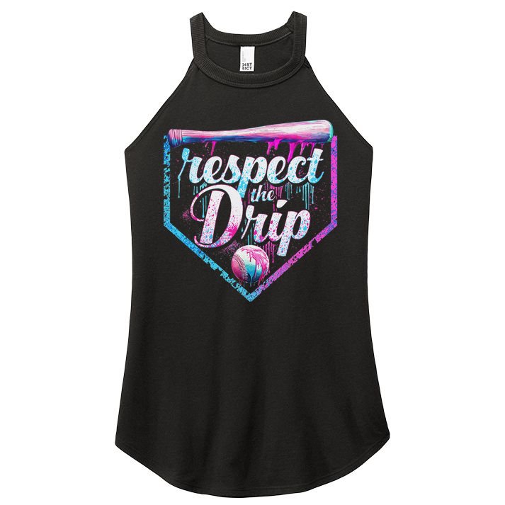 Baseball Drip Ice Cream Dripping Respect The Drip  Women's Perfect Tri Rocker Tank