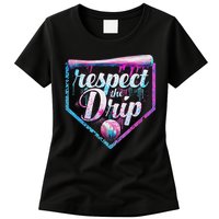 Baseball Drip Ice Cream Dripping Respect The Drip  Womens T-Shirt