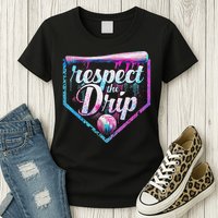 Baseball Drip Ice Cream Dripping Respect The Drip  Womens T-Shirt
