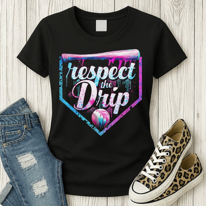 Baseball Drip Ice Cream Dripping Respect The Drip  Womens T-Shirt