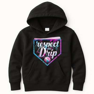 Baseball Drip Ice Cream Dripping Respect The Drip  Kids Hoodie