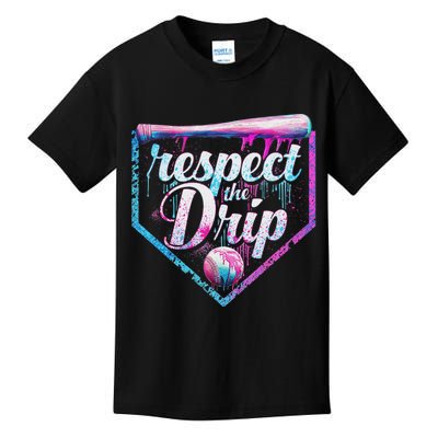 Baseball Drip Ice Cream Dripping Respect The Drip  Kids T-Shirt