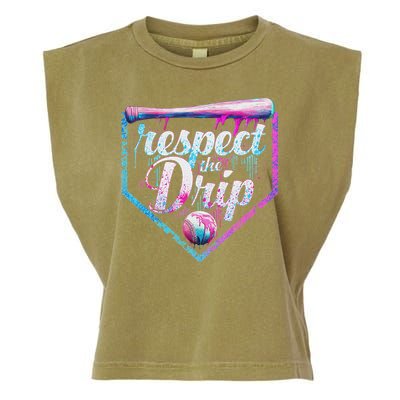 Baseball Drip Ice Cream Dripping Respect The Drip  Garment-Dyed Women's Muscle Tee