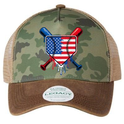 Baseball Drip Ice Cream Patriotic American Flag Legacy Tie Dye Trucker Hat