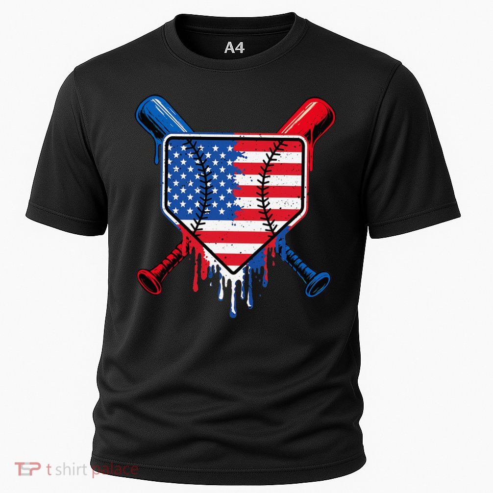 Baseball Drip Ice Cream Patriotic American Flag Performance Shirt