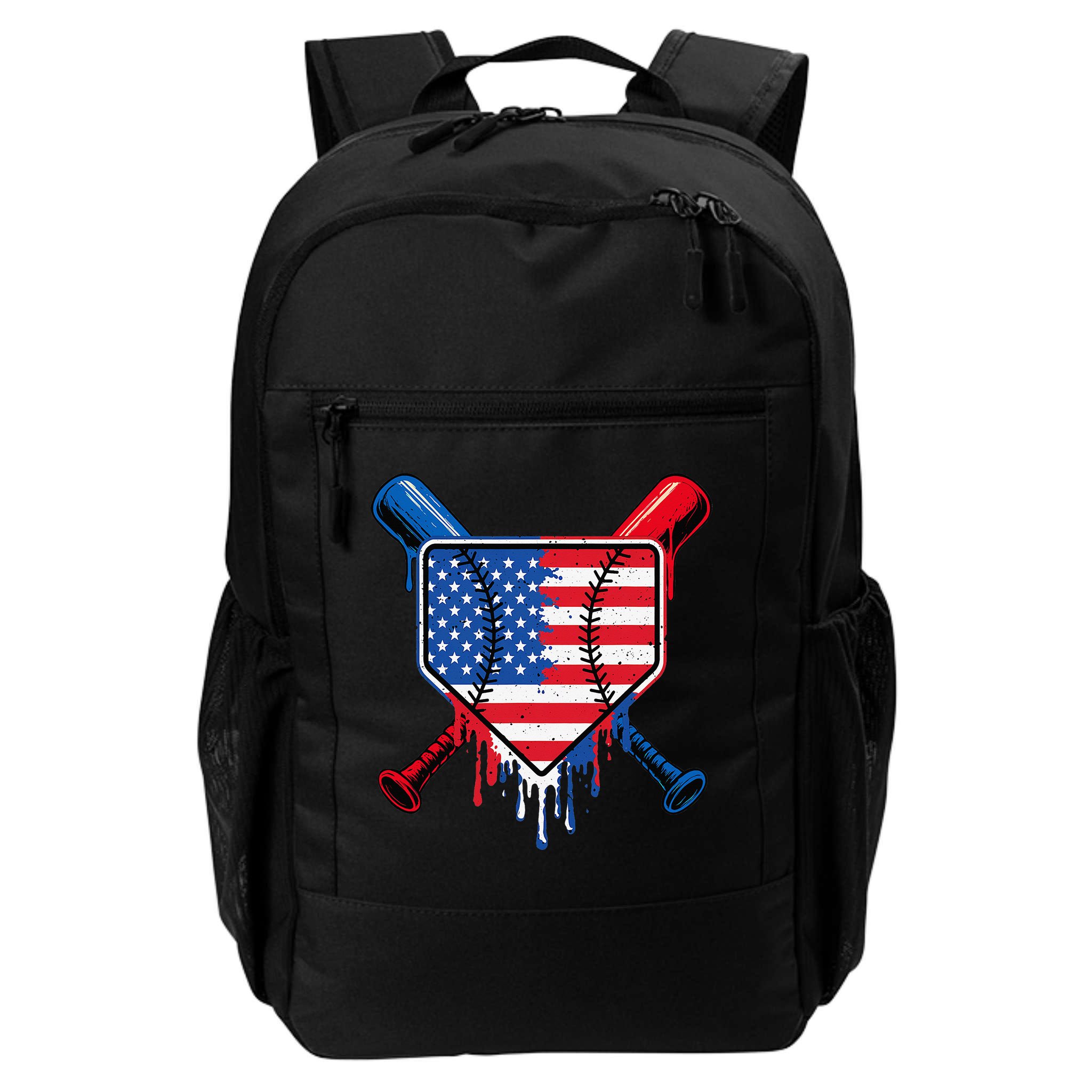 Baseball Drip Ice Cream Patriotic American Flag Backpack