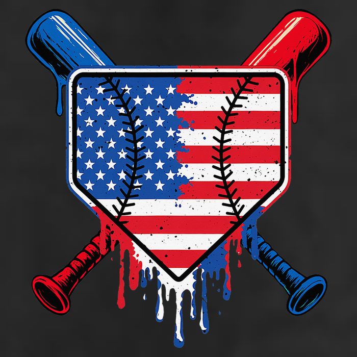 Baseball Drip Ice Cream Patriotic American Flag Beanie