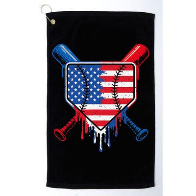 Baseball Drip Ice Cream Patriotic American Flag Golf Towel