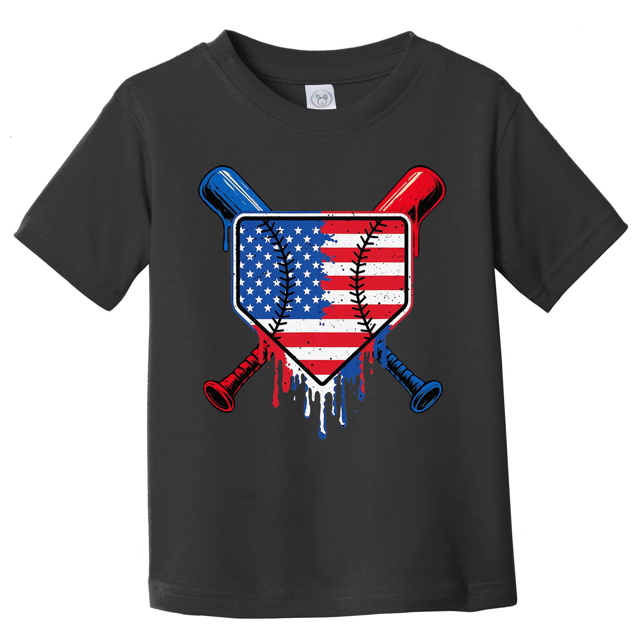 Baseball Drip Ice Cream Patriotic American Flag Toddler T-Shirt