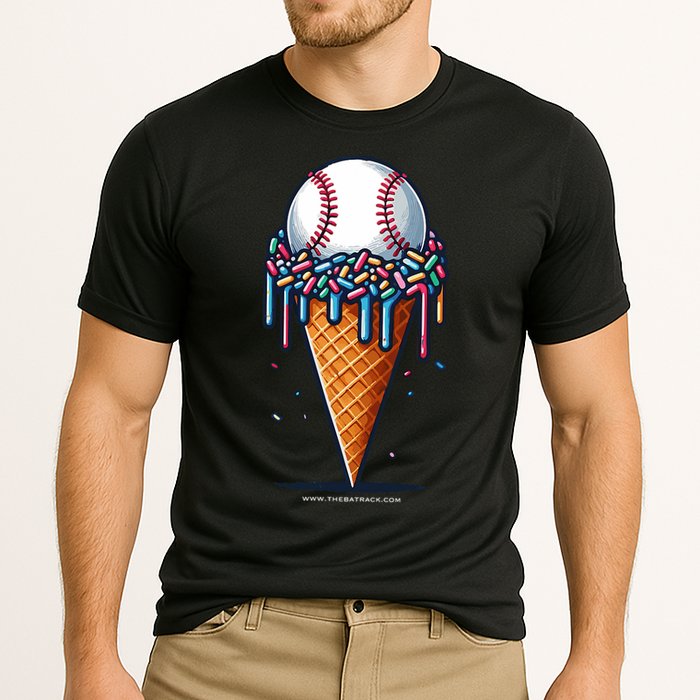 Baseball Drip Ice Cream Cone With Sprinkles Cooling Performance Crew T-Shirt