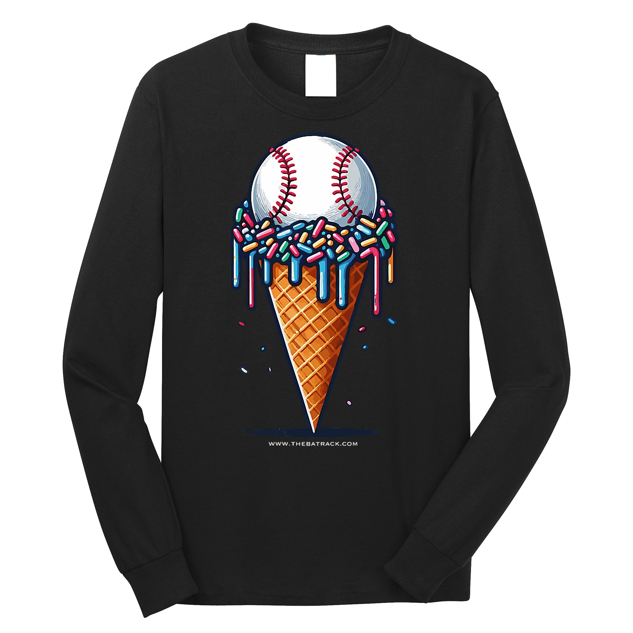 Baseball Drip Ice Cream Cone With Sprinkles Long Sleeve Shirt