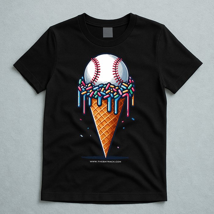 Baseball Drip Ice Cream Cone With Sprinkles T-Shirt