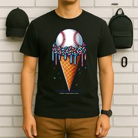 Baseball Drip Ice Cream Cone With Sprinkles T-Shirt