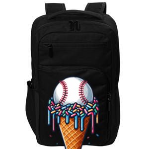 Baseball Drip Ice Cream Cone With Sprinkles Impact Tech Backpack