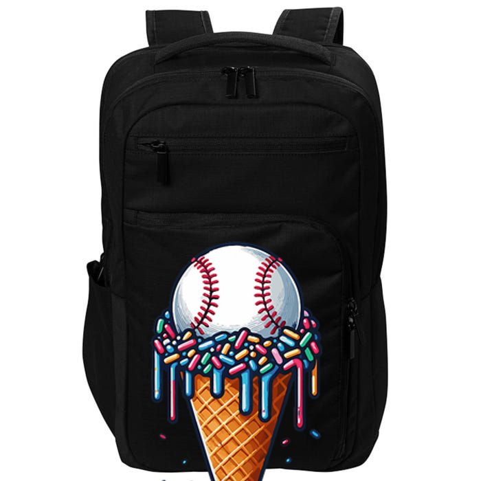 Baseball Drip Ice Cream Cone With Sprinkles Impact Tech Backpack